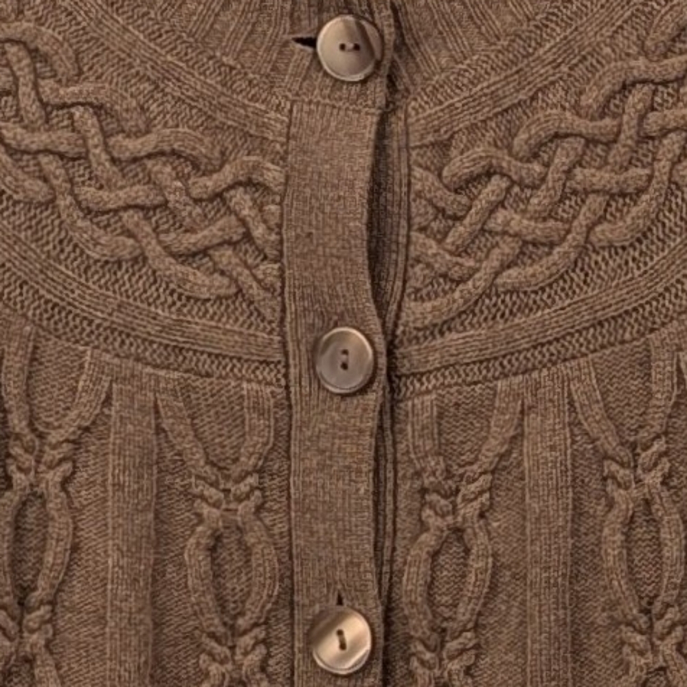 Ann Taylor Loft Cardigan Sweater Cable Knit Cashmere Blend Button Front Brown M - Picture 5 of 10